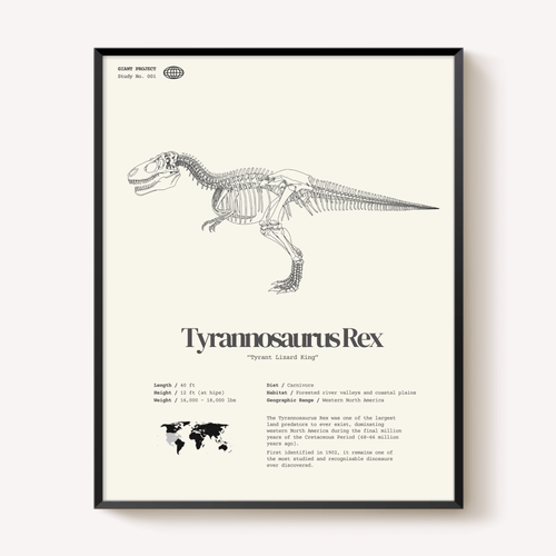 Framed Dinosaur Print Set (3) – T-Rex, Triceratops, Brachiosaurus – 11"x14"